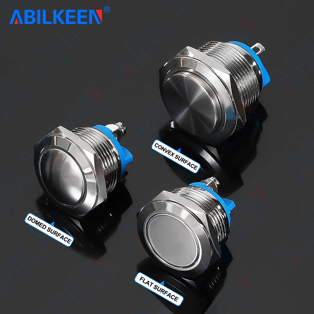20PCS/LOT ABILKEEN 22MM 1NO Momentary Push Button Switch Flat/Convex Surface Metal Push Button Switch with 2Pin Screw Terminal