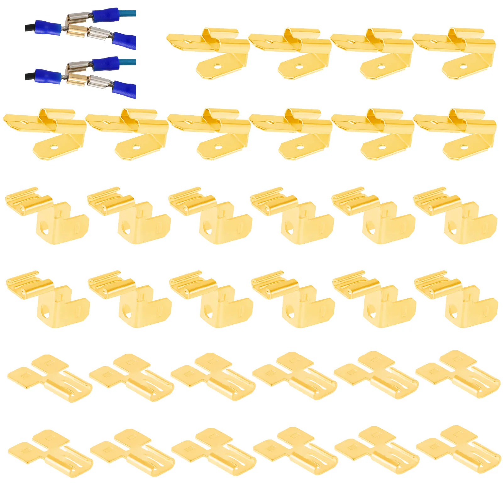 Electrical Spade Connectors Including 12 Pcs Piggyback Spade Connectors,12 Pcs Double Spade Connector and Chair Terminal Quick