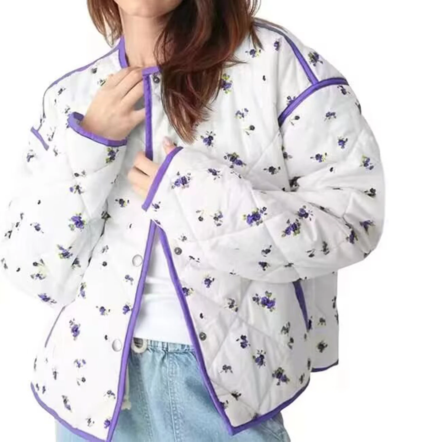 

Casual Versatile Long Sve Cotton Jaet 2025 Autumn New Sle Women's Printed Commute Aosphere Matching All Season