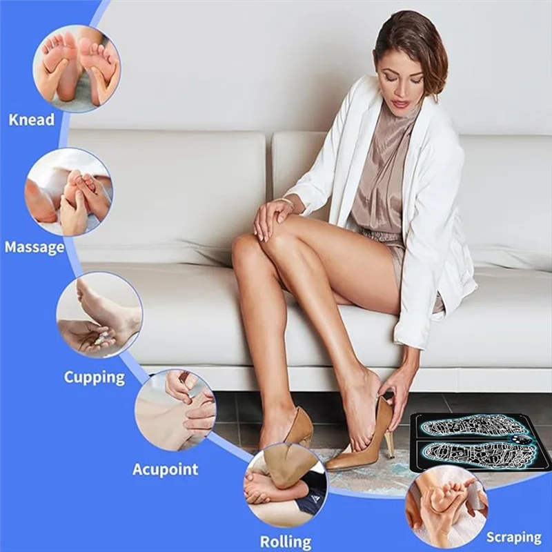 EMS-Fußmassagegerät, faltbar, für Füße und Waden, Akupunkt-Massagematte für Muskeln, Entspannung, Schmerzlinderung, 8 Modi und 29 Intensität, langlebig, B