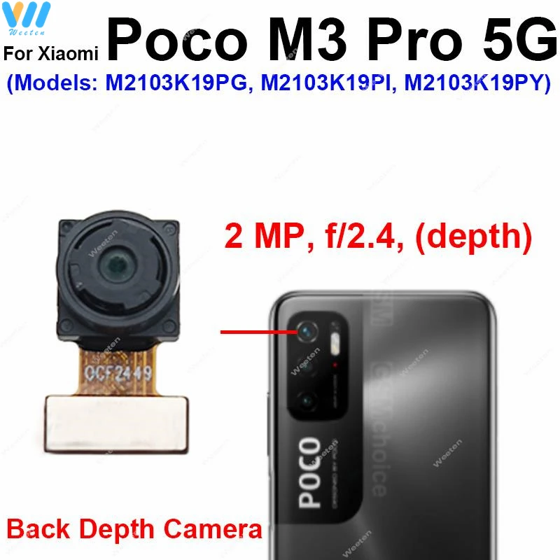 Main Front Rear Camera For Xiaomi Poco M3/Poco M3 Pro 4G/Poco M3 Pro 5G Primary Back Front Selfie Facing Camera Flex Cable Parts