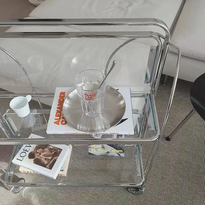 

Многофункциональная складная тележка JAYA в средневековом стиле с многоярусной стеклянной полкой для хранения, популярная у блогеров, сервировочная тележка для столовой