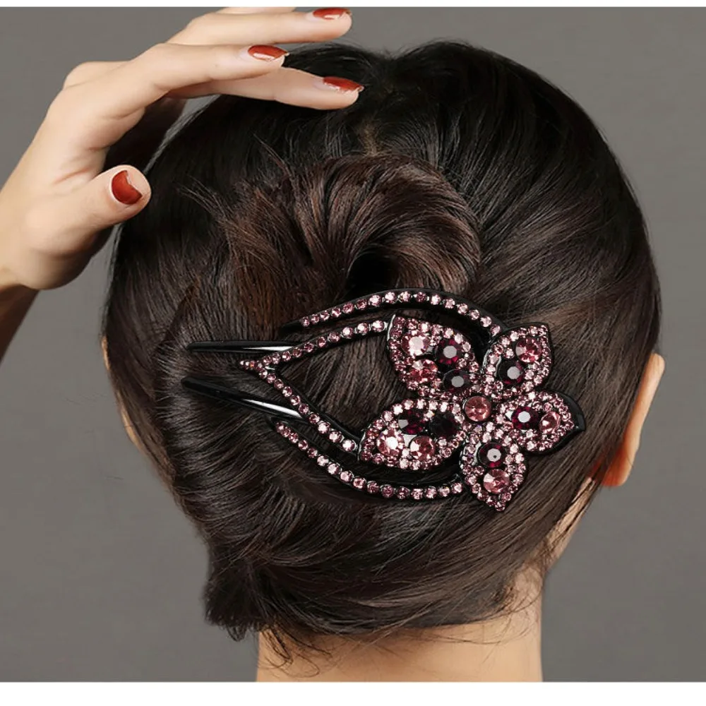 Accessories Women\'s Crystal Hair Clips Fashion Resin Plastic Rhinestone Hairpin Crystal Insert Comb Hairgrip Women