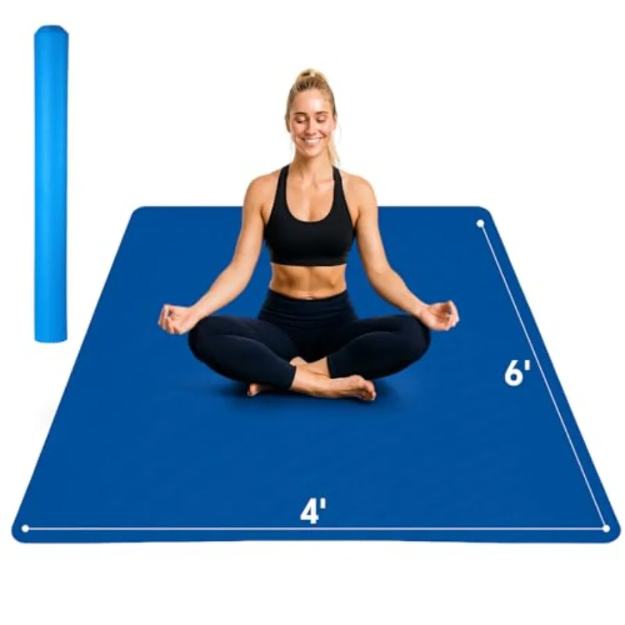 

Очень большой коврик для йоги 6'x4' (183x122 см) с нескользящим покрытием, ультрапрочный, для домашних тренировок, йоги, пилатеса, растяжки, упражнений босиком, натурального цвета
