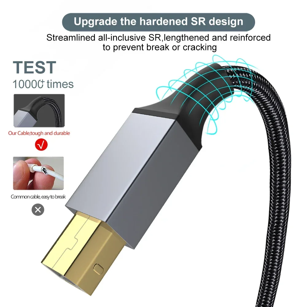 Type-c To USB Square Mouth Mobile Phone Printing Cable Suitable For HP Lenovo Brothers Canon Samsung Printer Connection Cable