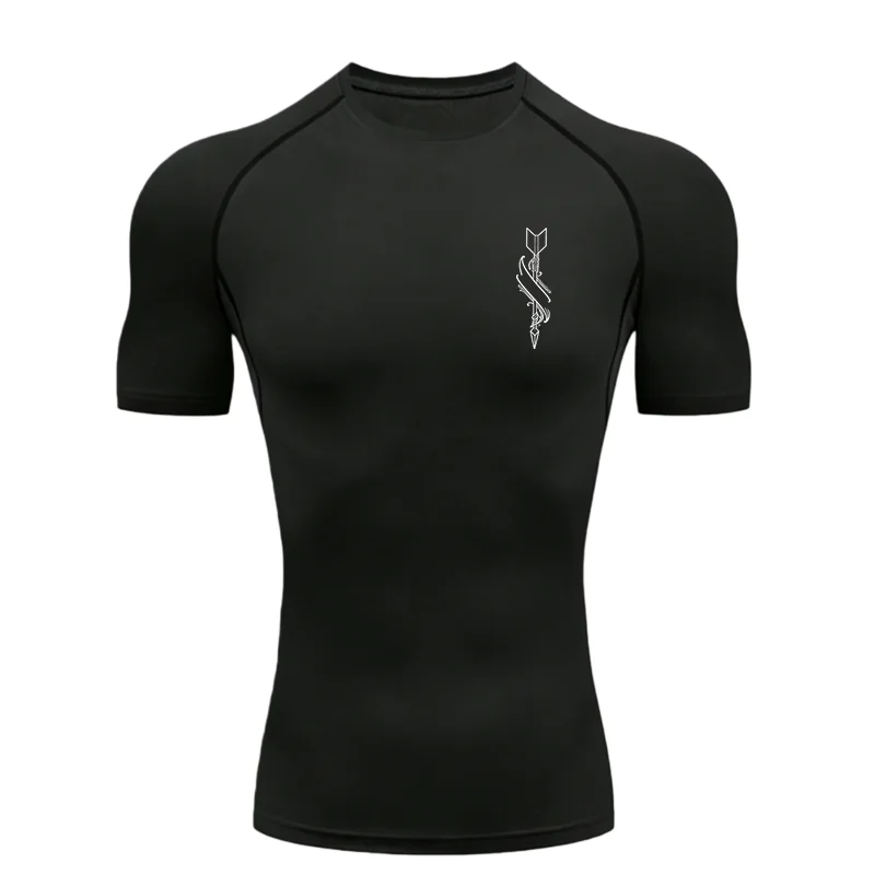 

Dart Pattern 2026 Men's Sports T-shirt Training Fitness Compression Workout T-Shirt Gym T-shirts Men's Stretch T-shirt