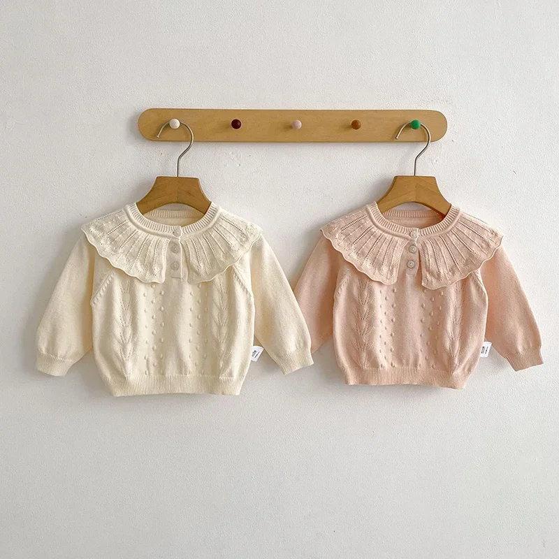 

Новинка 2023 года, осенний свитер для новорожденных девочек, однотонный вязаный пуловер с длинными рукавами для малышей, топ, детская одежда для детей 0-3 лет