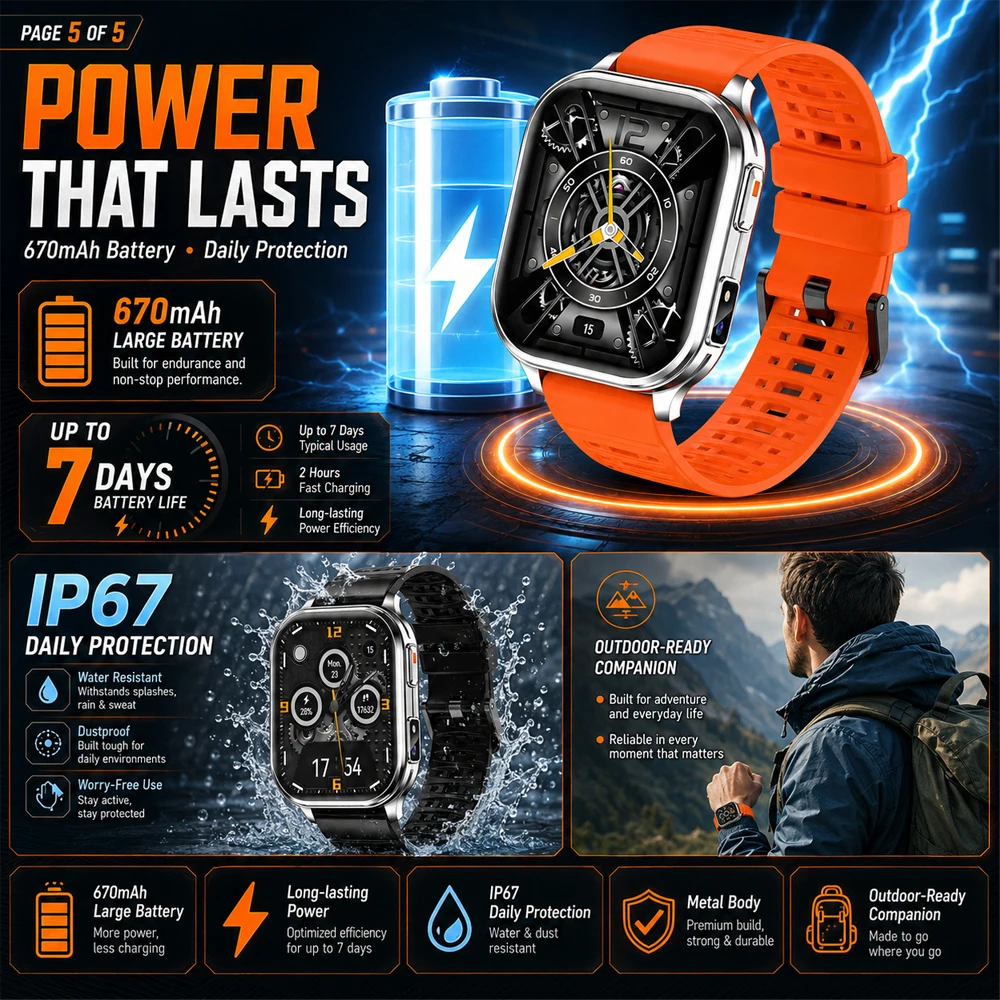 2026 Smart Watch with Camera, 256MB Large Memory, Bluetooth Calling, Health Monitoring, Waterproof Sports Watch for Men Women - view 6