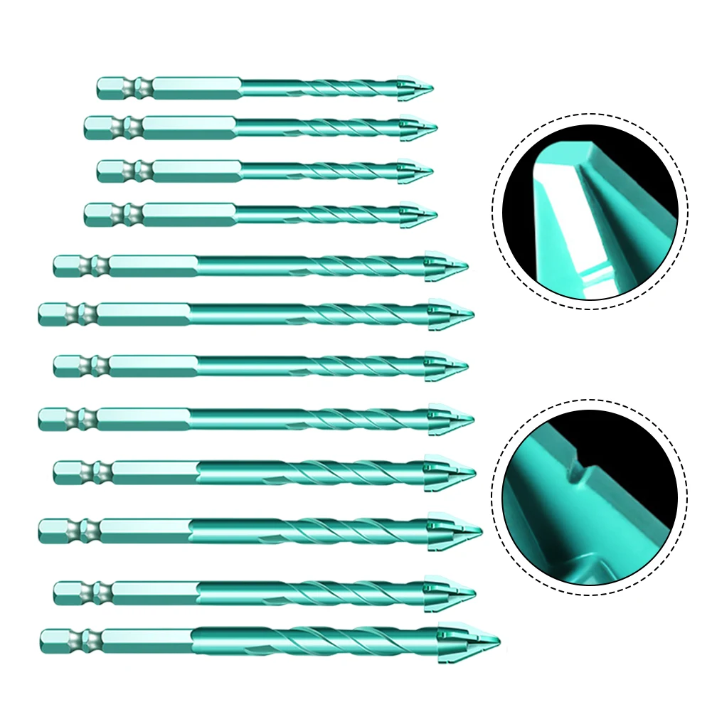 

6pcs 6/8/10/12mm Slant Head Eccentric Drill For Drilling Glass Hard Plastics Cement Concrete Masonry Tile Drill Bits