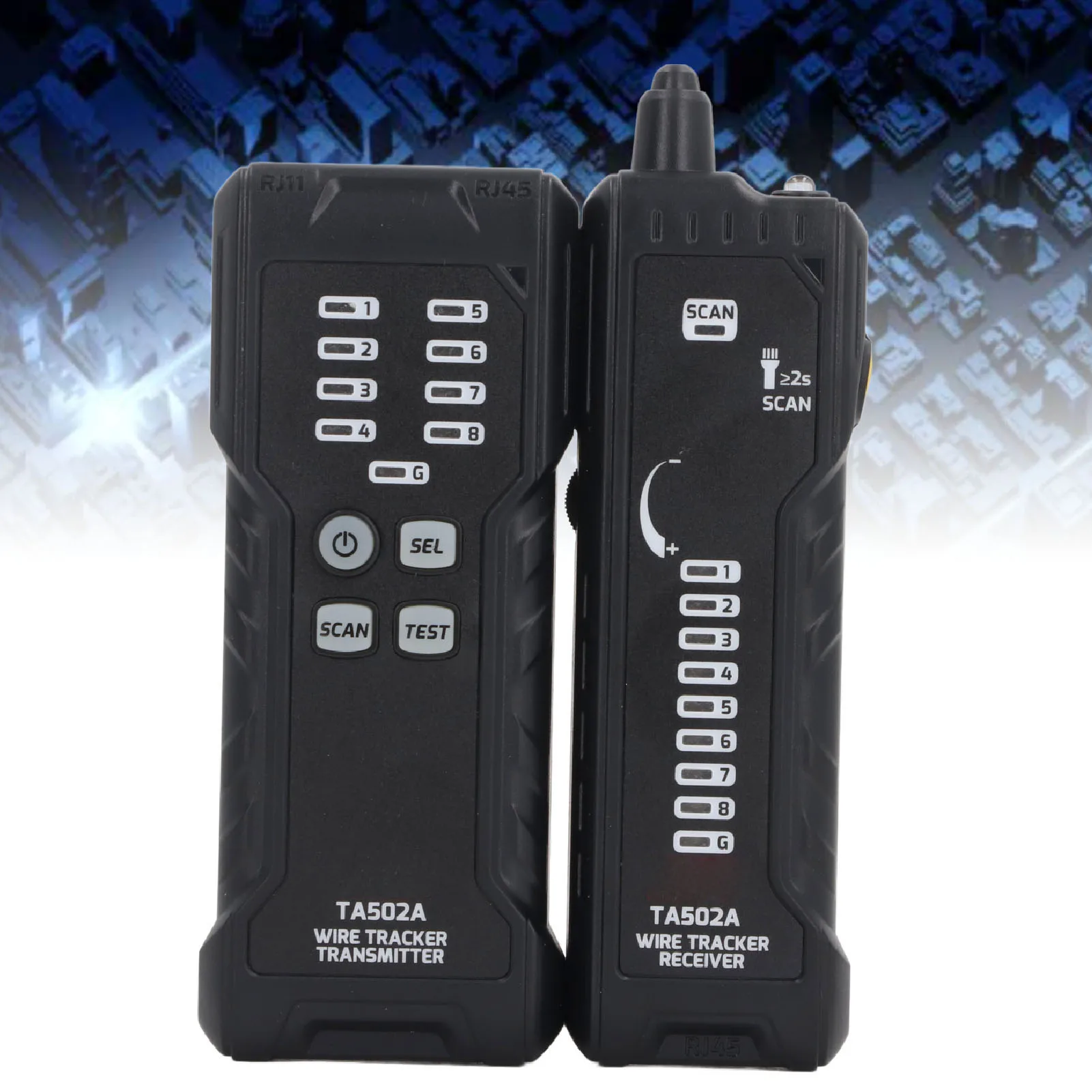 TA502A Split-Design Cable Locator for RJ45 Network Cables and RJ11 Telephone Wires with Beeper and Illuminated Receiver