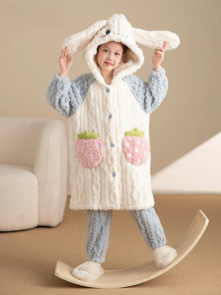 fenteng-children's-spwear-coral-fce-thiened-girls'-warm-flannel-robe-for-autumn-winter-home-use-cartoon-sle-home-cl