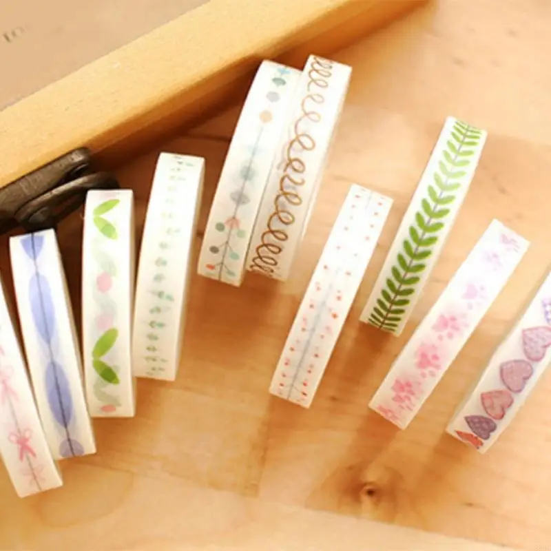 10 rotoli poliestere lunga durata con design a divisa per forniture decorative per notebook 896C