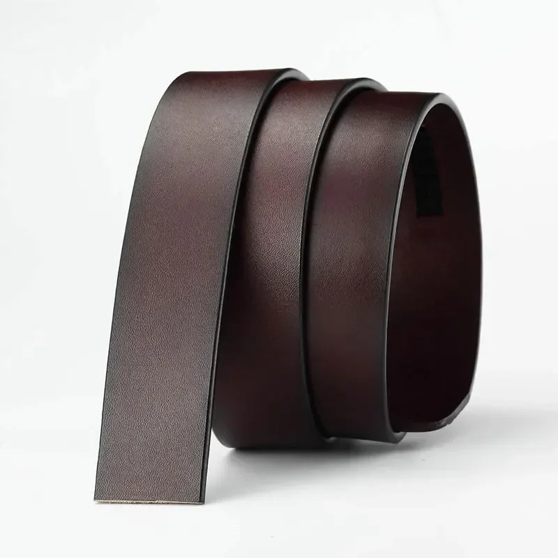 Unisex Leather Belt No Buckle for Automatic Buckle Vintage Belt Body 3.50 cm Straps Width Black Brown