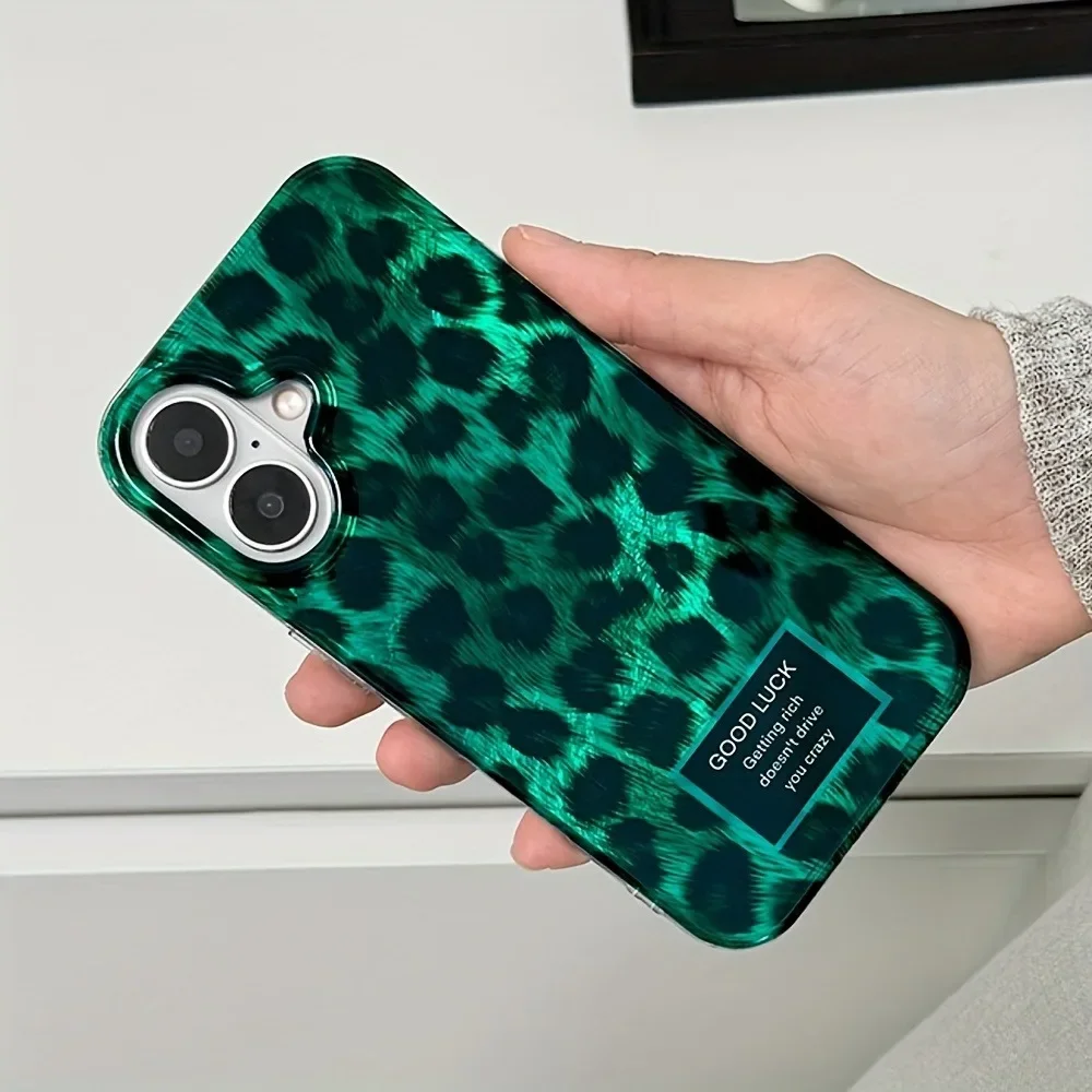 Phone Case For iPhone 16 Pro Max 15 14 13 12 11 XS X XR 7 8 Plus SE 2022 Retro Laser Cute Leopard Print Transparent Bumper Cover