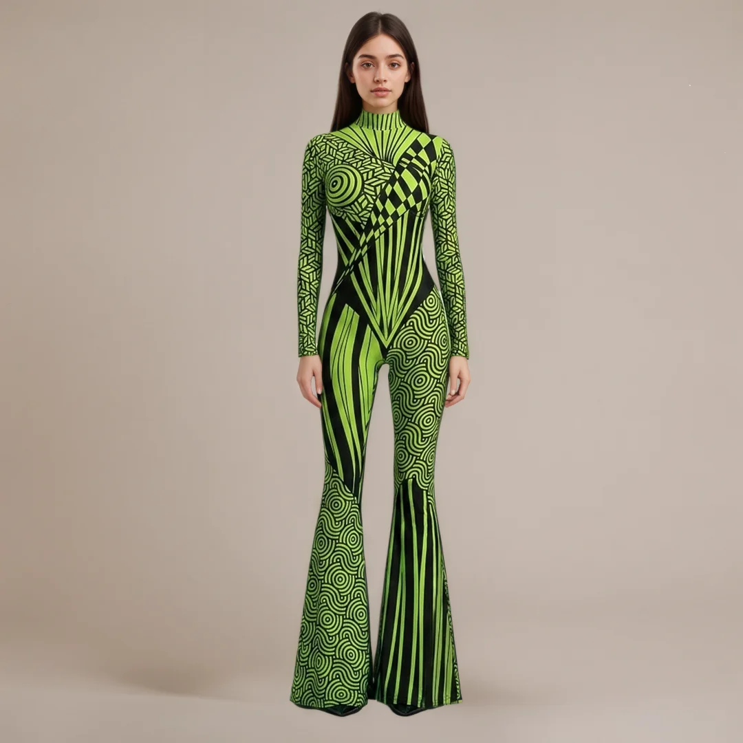 Damen Schmetterling-Flared-Jumpsuit Cosplay Dehnbarer Kostüm-Bodysuit für Zirkus, Karneval, Bühnenshow, Party, Halloween-Ausführung – Detail 8