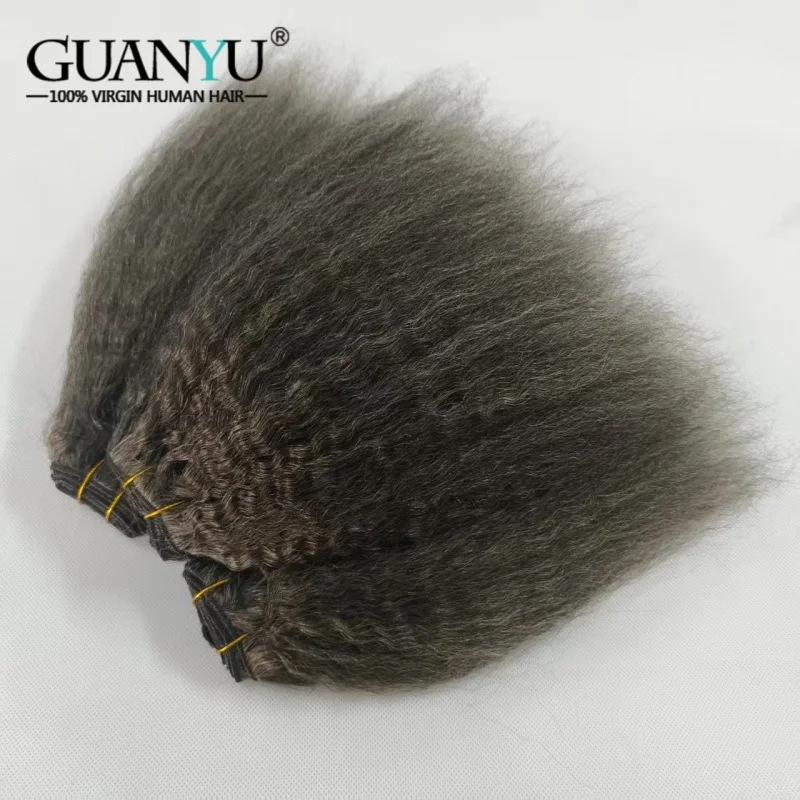 Black And Gray Color Highlighted Hair Bundles Extensions 3/4 Bundle Kinky Straight Ombre 100% Human Hair Weave With Highlights