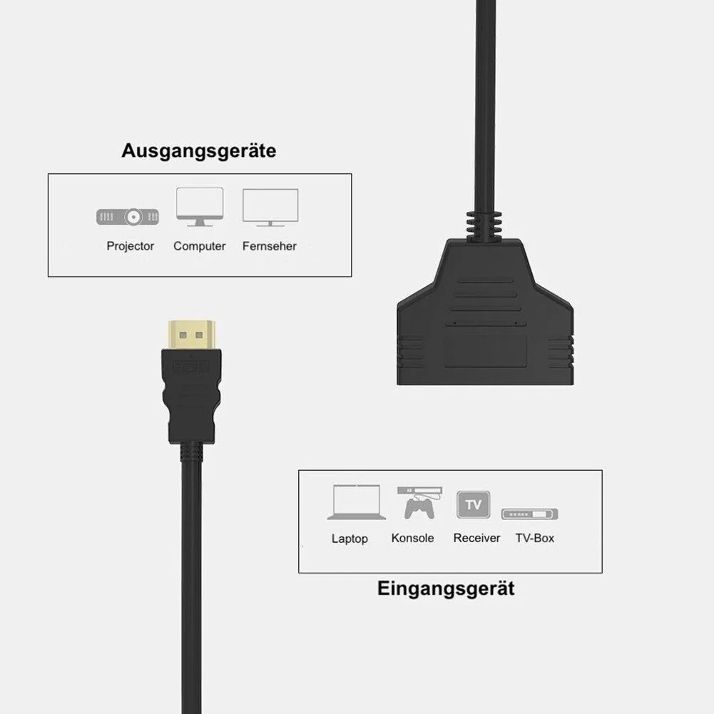 HDMI-Compatible Splitter Adapter Cable 1080P V1.4 1 Male To 2 Female Adapter Cable 3D Y Splitter Cable for PC TV Monitor