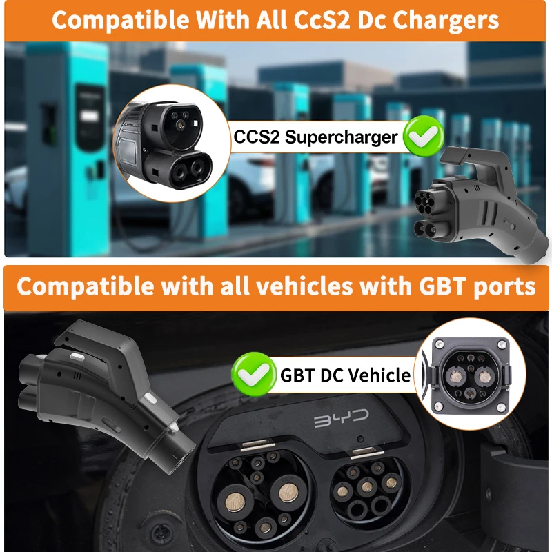 WUFEN CCS2 to GBT 400KW APP Adapter 1000V DC for Charging Station CCS2 Connector to GBT Car CCS2 GBT 400A EV Charger Converter