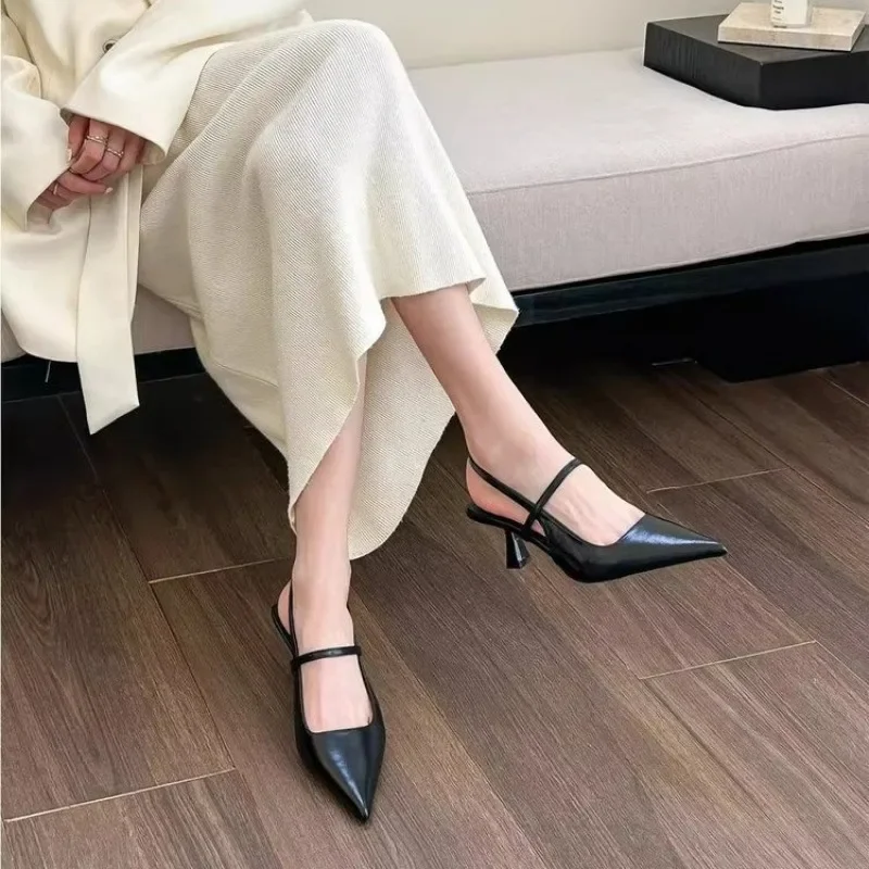 Niche Temperament Pointed Toe Closed Toe Back Strap Sandals for Women 2025 New All-match High Heel Shoes image 5