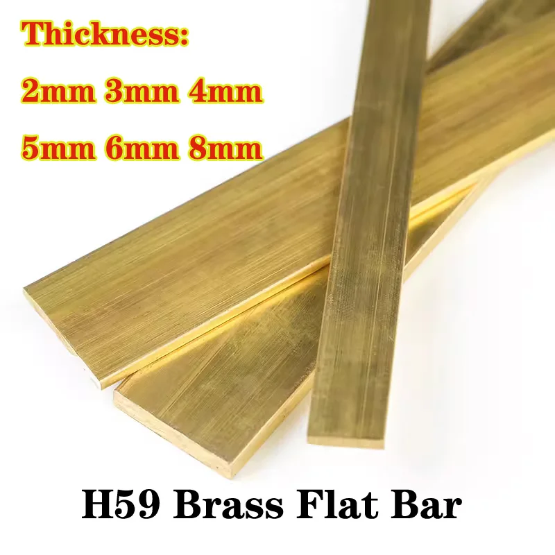 1PCS 길이 500mm H59 황동 플랫 바 막대 시트 스트립 두께 2mm 3mm 4mm 5mm 6mm 8mm 단단한 금속 플레이트 홈 DIY CNC