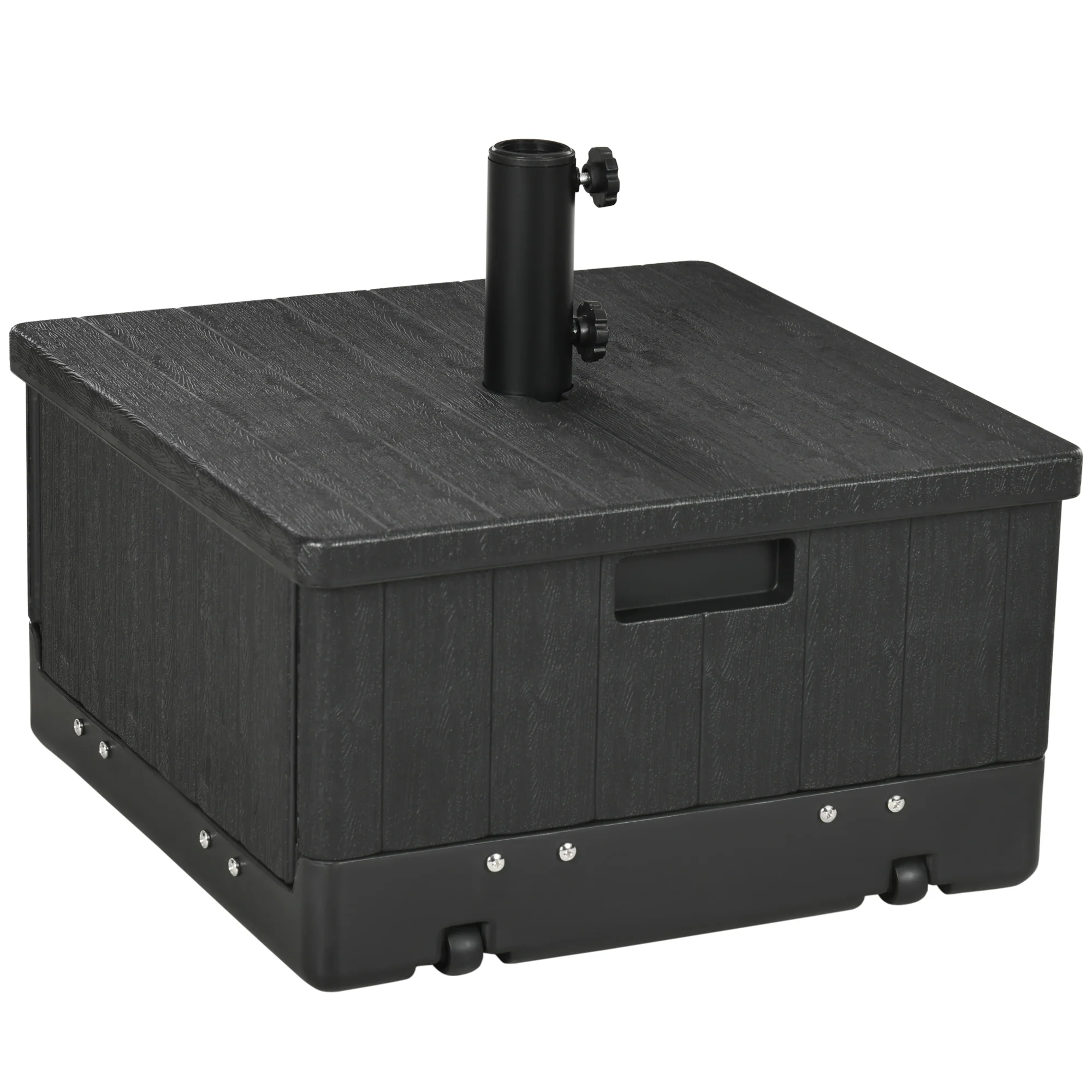 

Outsunny Outdoor Umbrella Base with Wheels, End Table, Planter Box, Brown