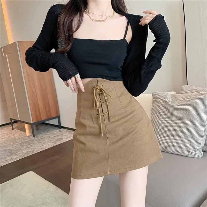 Midi A Line Female Skirts High Waist Women's Skirt Offer Original Hot 2024 Trend Korean Style Casual Aesthetic Premium Modest V