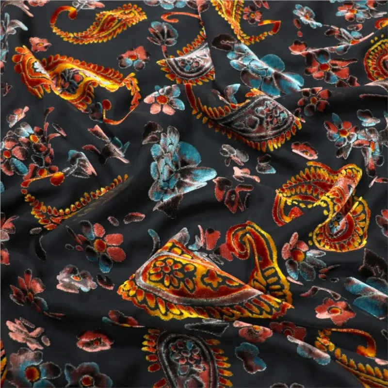 

Тканое бархатное парчовое вискозное платье с принтом в крапинку и сжженном виде, ночная рубашка, ткань Cheongsam