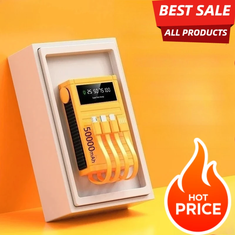 고용량 파워뱅크 50000mAh 초고속 충전 휴대용 파워뱅크 내장형 4개 케이블 아이폰 삼성 화웨이용