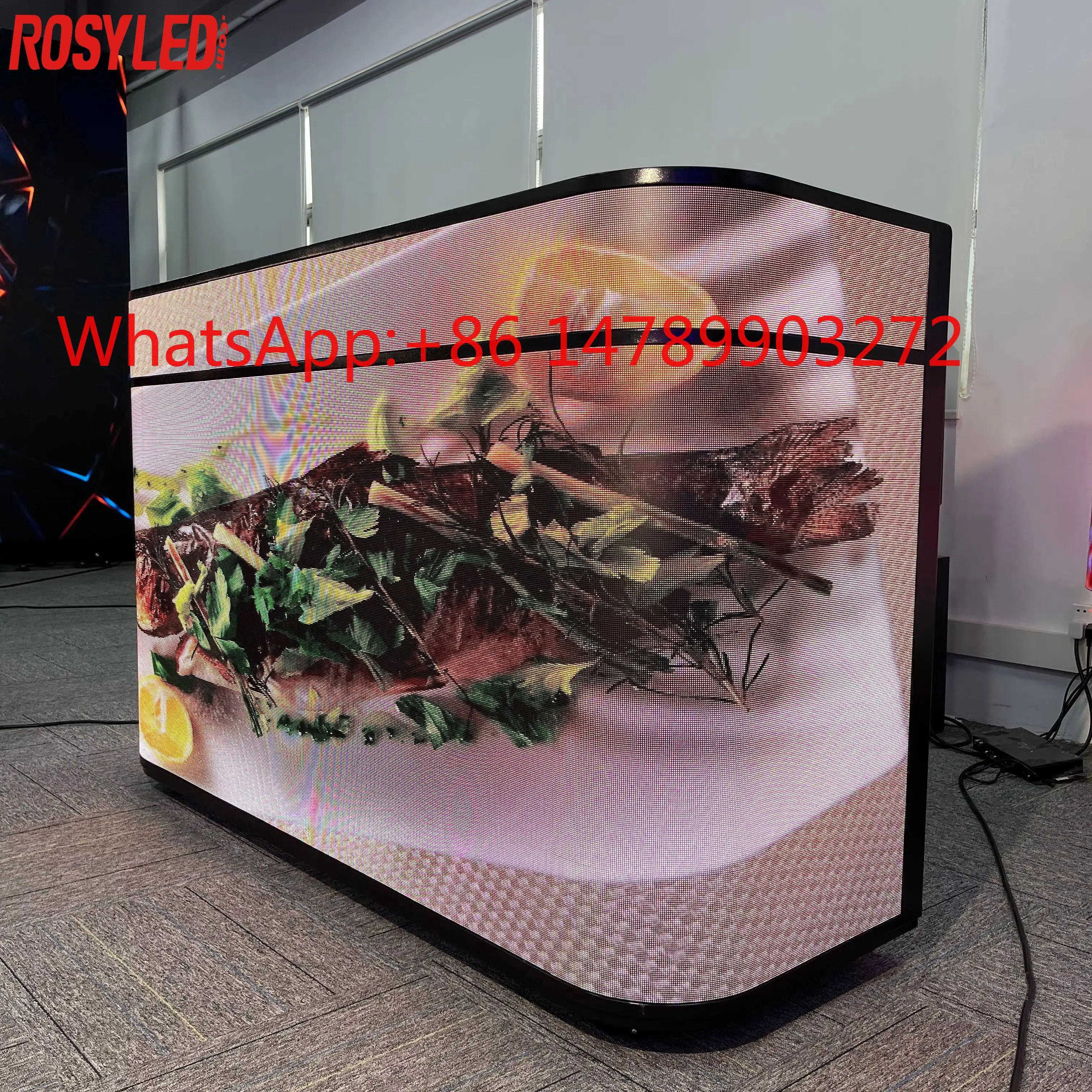 

Factory Price Slim Flexible Dj Set up Liquor bar LED Video Wall Welcome Desk Showroom Counter Flex LED DJ Booth Display Screen