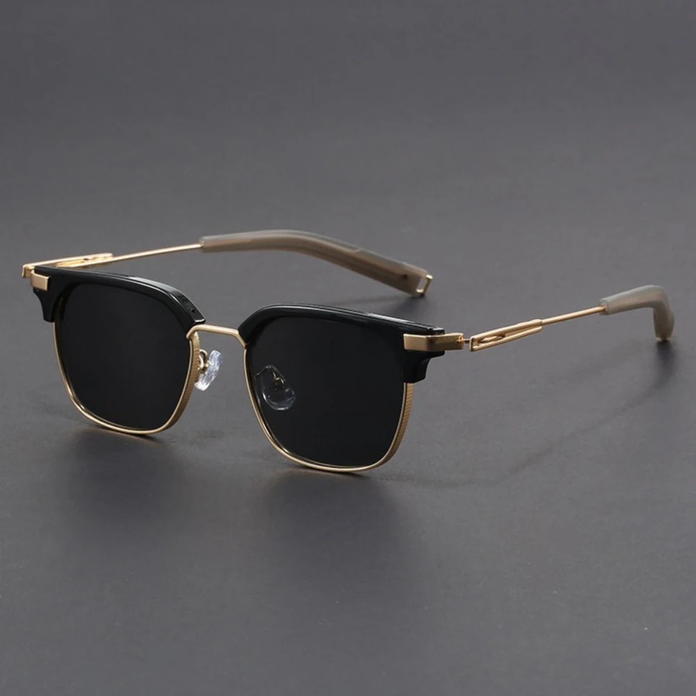 Retro Browline Semi-Rimless Polarized Sunglasses Men Women  display picture 1