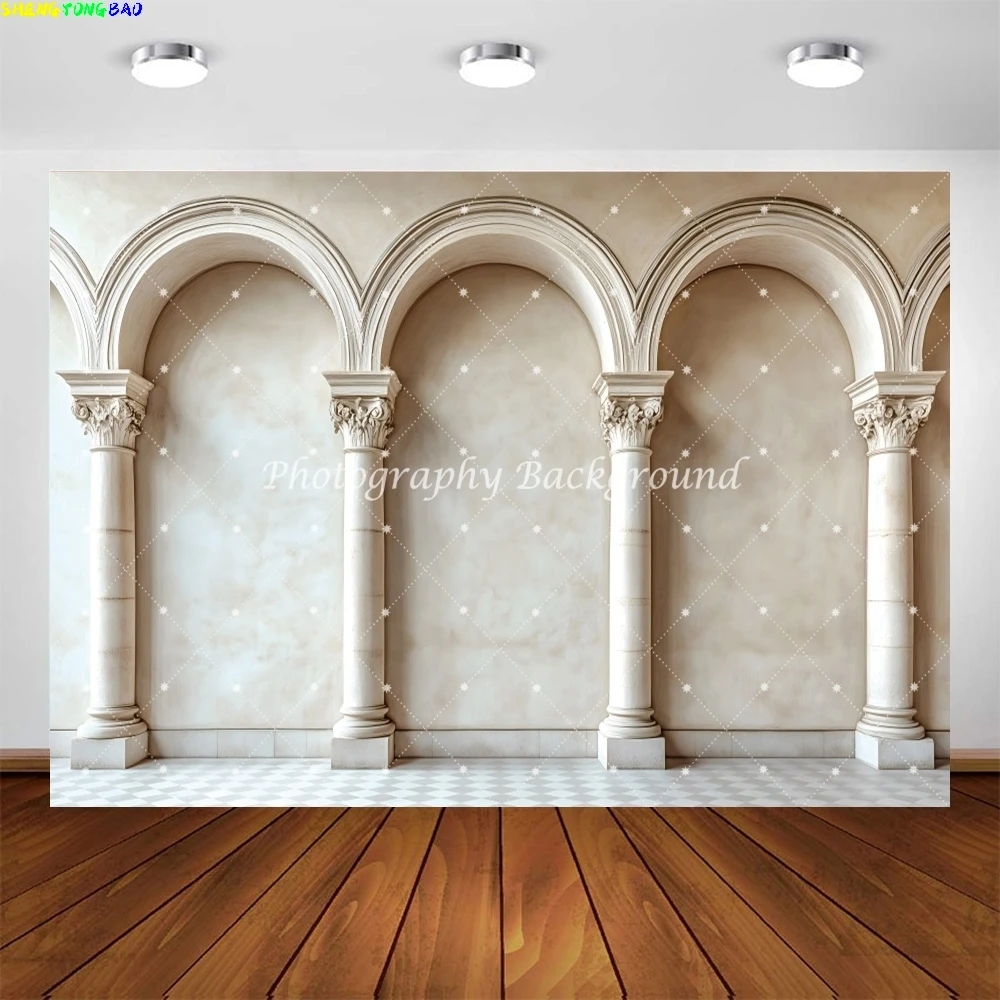 Vintage Arched Wall Photography Backdrop White Arch Door Birthday Wedding Party Decor Maternity Dresses Photocall Background
