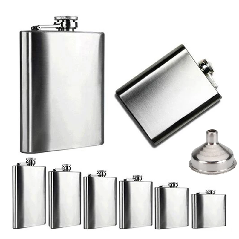 1/4/5/6/7/8//10 Oz Pocket Wine Hip Flask Stainless Steel Wine Bottle Alcohol Hidden Flask  with Funnel Barware