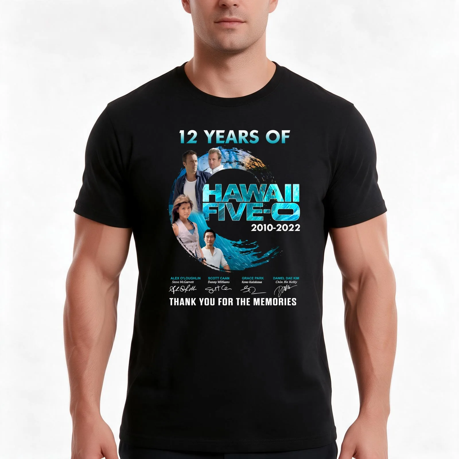 12 Years Hawaii Five-0 Tv Series Thank You T-Shirt, Summer Casual Cotton Tee, Oversized Streetwear Tops, Vintage Graphic Print