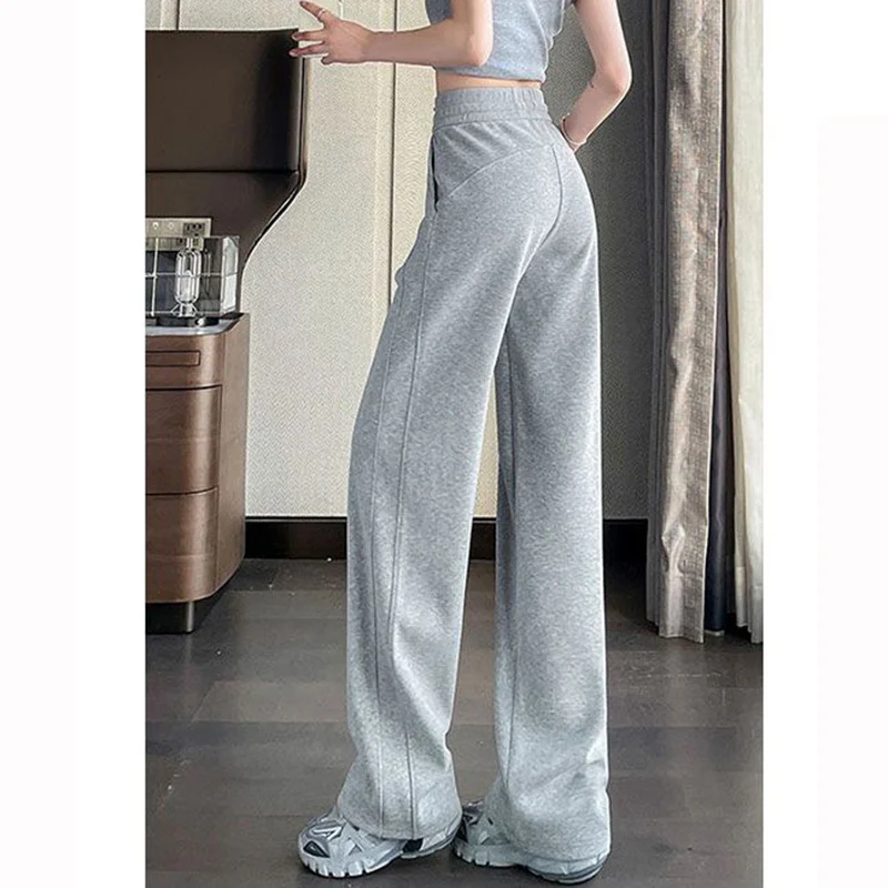 2025 سراويل رياضية كلاسيكية للسيدات عالية الخصر رائجة البيع سراويل نسائية مستقيمة الساق للفتيات سراويل كورية مريحة ورقيقة