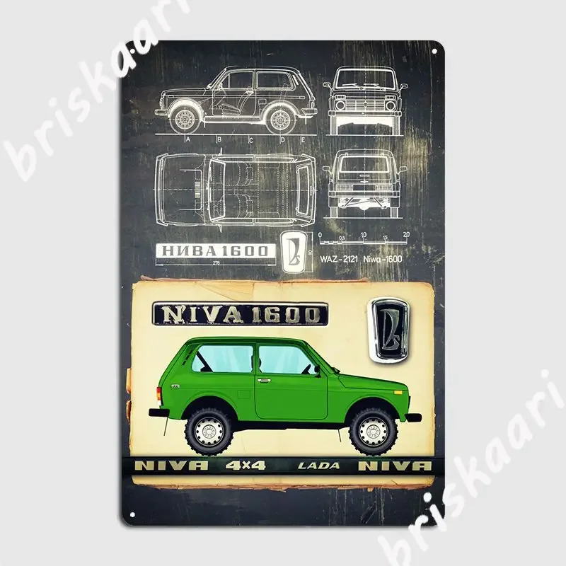 Lada Niva Metal Sign Vintage Wall pub Wall Plaque Club Bar the Soviet Union Lada Niva Tin sign Posters