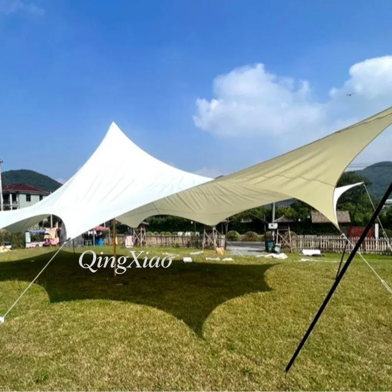 Large Shade Sail Canopy Waterproof & UV Resistant Sun Protection Awning Big Space Shelter for Camping Party Backyard Lawn