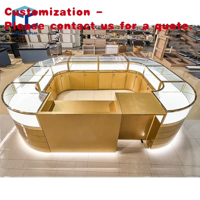 

на заказ. Роскошный торговый центр, полный ювелирный киоск, ювелирная стенд из закаленного стекла, светодиодное освещение, ювелирный киоск, распродажа