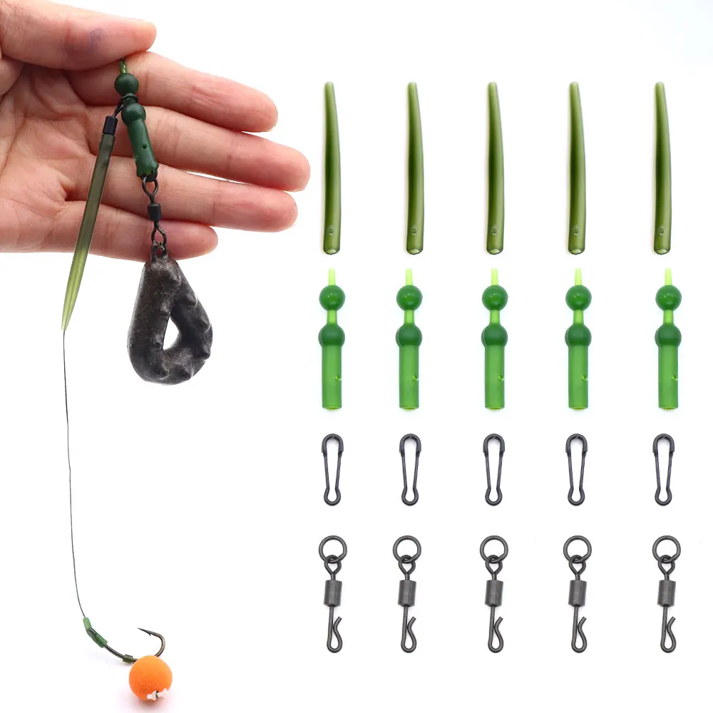 Carp Fishing Accessories Set Method Feeder Helicopter Rig Tackle Kit Fishing Snap Swivels Anti-tangle Hook Sleeves Lead Clips