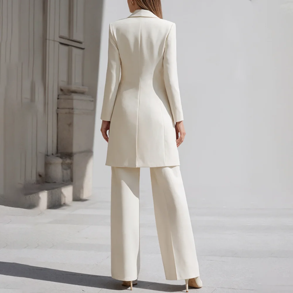 Conjuntos de calças femininas de luxo 2 peças chique pico lapela duplo breasted outfit moda elegante diário casual festa escritório senhora ternos