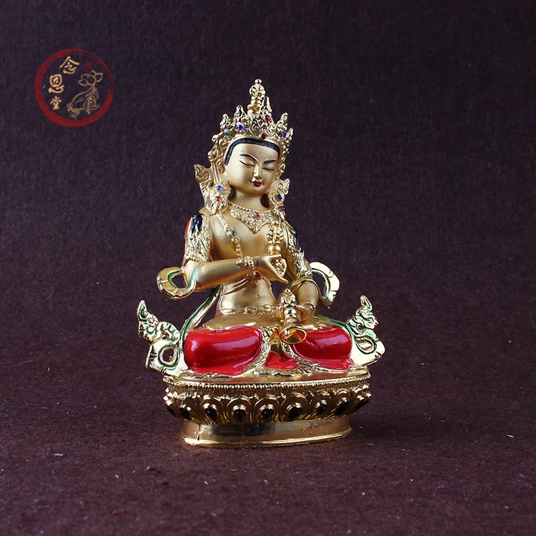 14cm  tall # Greco-Buddhist HOME OFFICE Talisman efficacious House # Tibetan Vajrasattva color Gilding Buddha statue