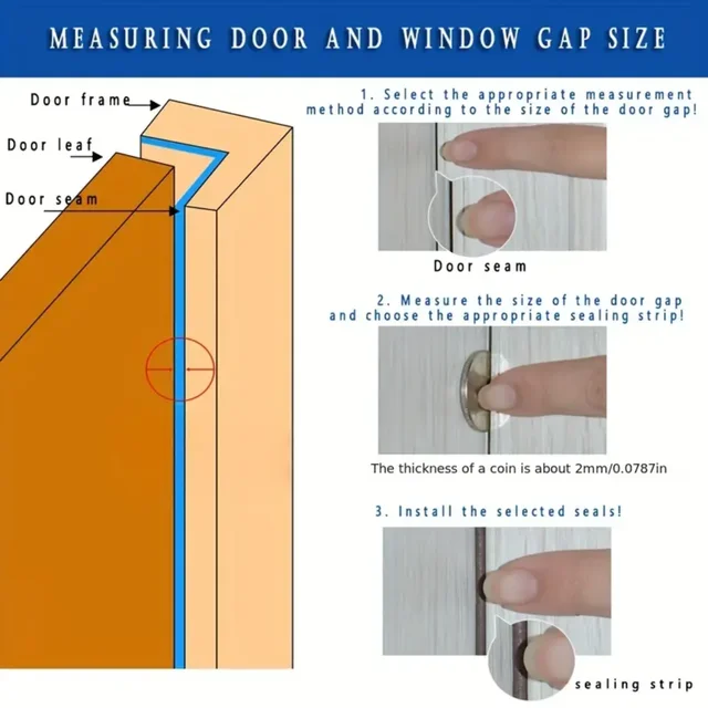 5m/10m Weather Stripping Door Seal Strip Diep Self-adhesive Draft Stopper Tape Window Insulation Noise Rubber Sealing Strip 4