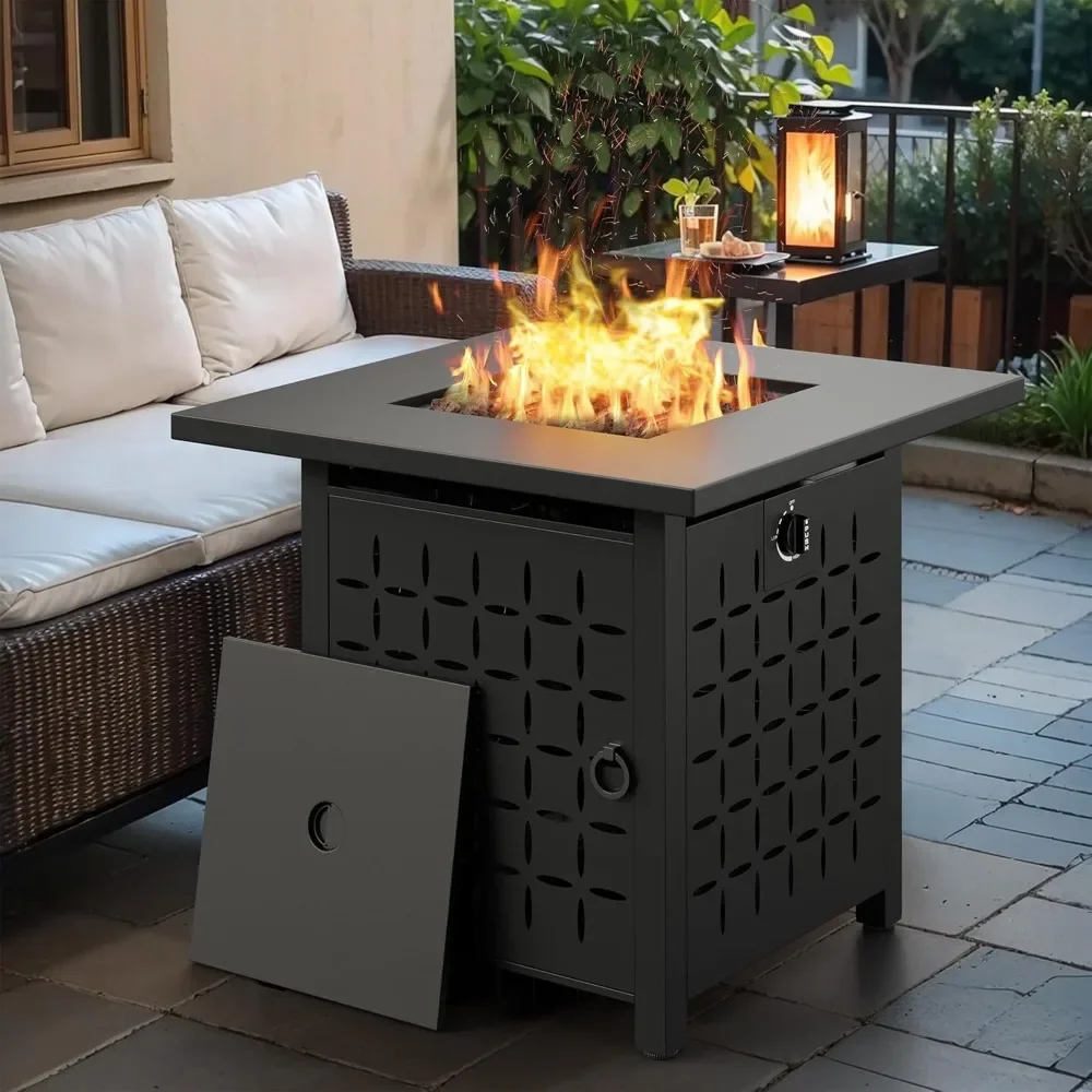 

28" Gas Fire Pit, 50,000 BTU Steel Propane Fire Pit Table for Outdoor Outside, Outside Patio Deck and Garden, CSA Cert