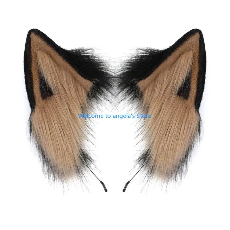 X4yc feito à mão orelhas gato bandana cor sólida peludo pelúcia animal cabelo hoop anime vestido festa cosplay traje para o