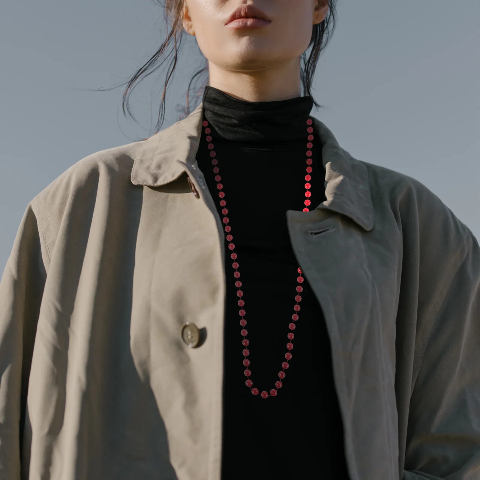 

12Pcs Retro Style Neon Bead Necklaces Eyecatching Holiday Party Accessories for Christmas New Year Eve St Patrick's Day Event