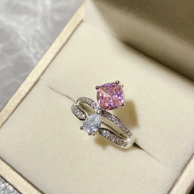 MDL Moissanit1 نمط خمر عالية الوضوح يتوهم اللون الرائعة الإكليل مربع خاتم الماس مطلية بالذهب Cuic تاج زركونيا #2