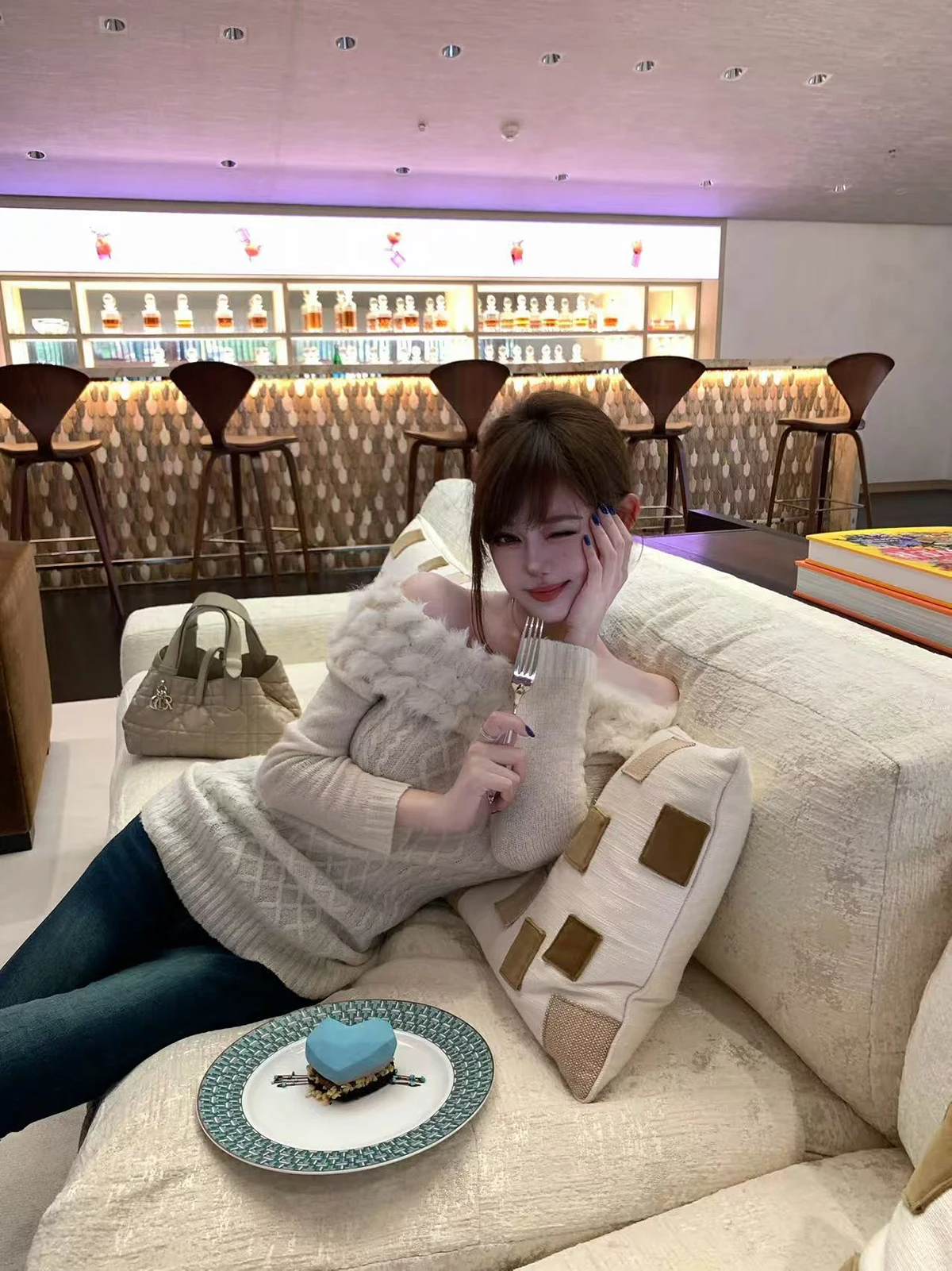 

Вязаный свитер с колючками oulder, мозаичным дизайном и чистыми желаемыми элементами Personali, повседневный свободный длинный полиэстер Sve...