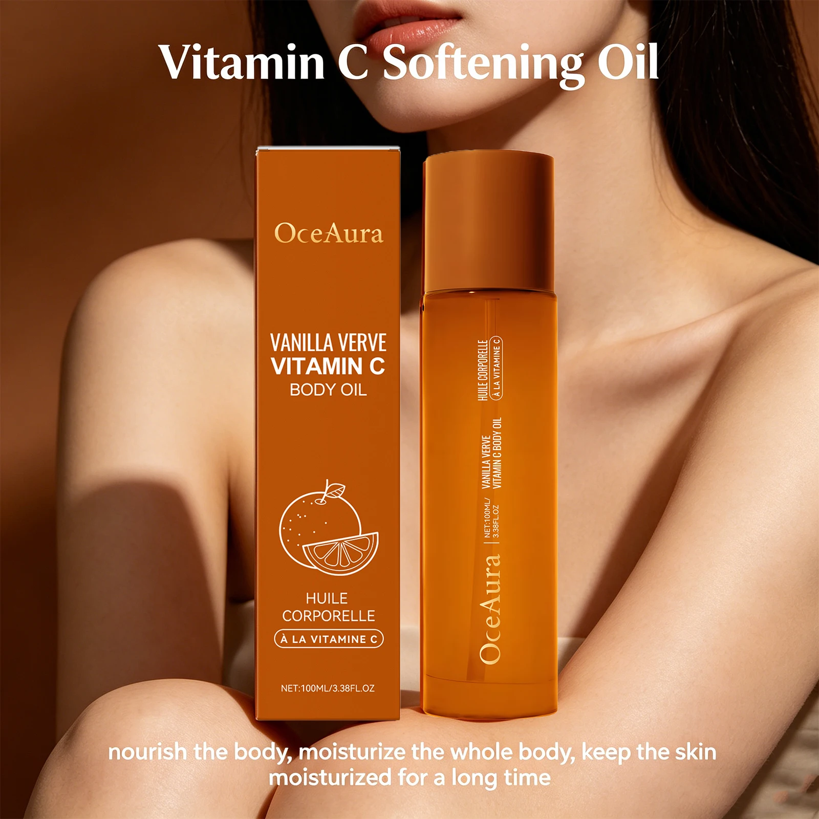 Vitamin C Body Oil Deeply Hydrates and Nourishes Skin Antioxidant Restores Dry Skin Body Massage Essential Oil