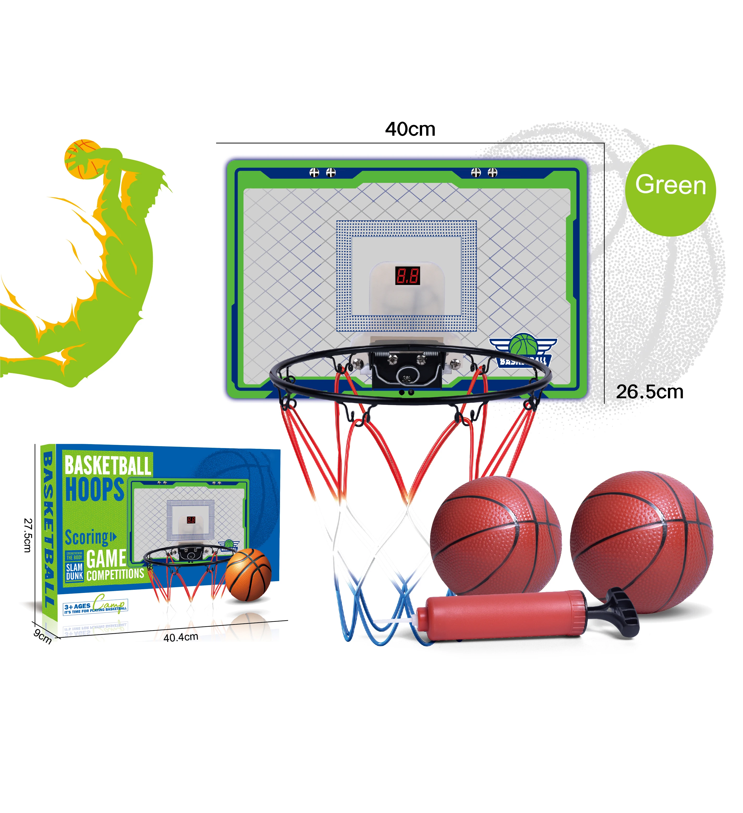 Schede posteriori per ventilatori pieghevoli per canestro da basket al dettaglio per adolescenti, adulti, canestro da basket, mini canestro con tabellone segnapunti elettronico