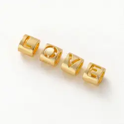 18K LOVE Letter Pendants Gold Plated Brass Couple Spacer Beads Charms Pendan for DIY Necklace Jewelry Making Accessories Finding