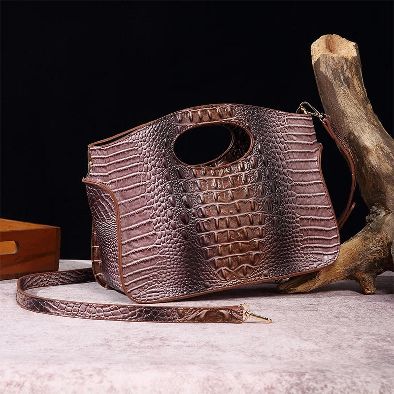 Fashion Crocodile Snake Print Satchel Purse for Women PU Leather Shoulder Handbags Evening Clutch Bag Casual Lady Commuter Purse